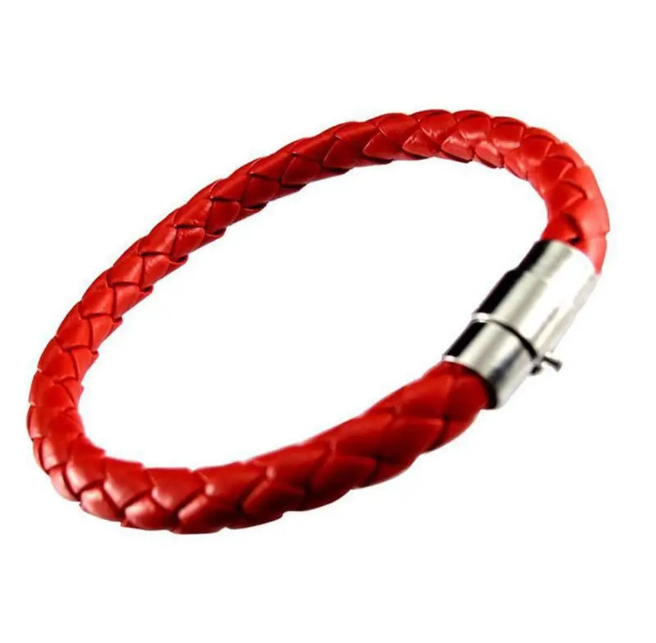 Bracelet Jewelry Men Women Leather Stainless Steel Button Bangle Wristbands