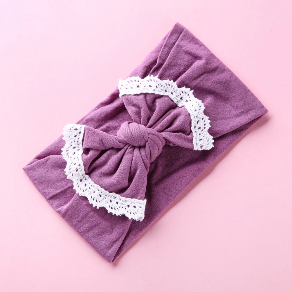 1pcs Lace Trim Cute Baby Girl Headband Wide Edging Bow Headband for Baby Girls Elastic Nylon Headwrap Bowknot Hair Accessories best baby accessories of year Baby Accessories