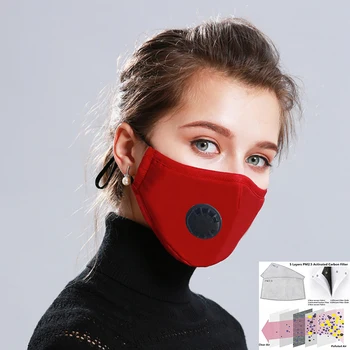 

Cotton PM2.5 Black mouth Mask Anti Haze Anti-dust Mask Activated Carbon Filter Pollution proof bacteria Dust Flu Face masks