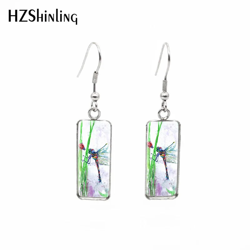 Dragonfly Earrings Fish Hook Butterfly Earring Silver Stud Animal Cat Drop Earrings