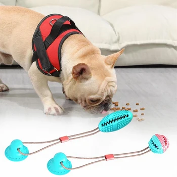 

Pet Cats Dogs Interactive Suction Cup Push TPR Ball Toys Elastic Ropes Pet Teeth Cleaning Chewing Playing IQ Treat Puppy Toys 2