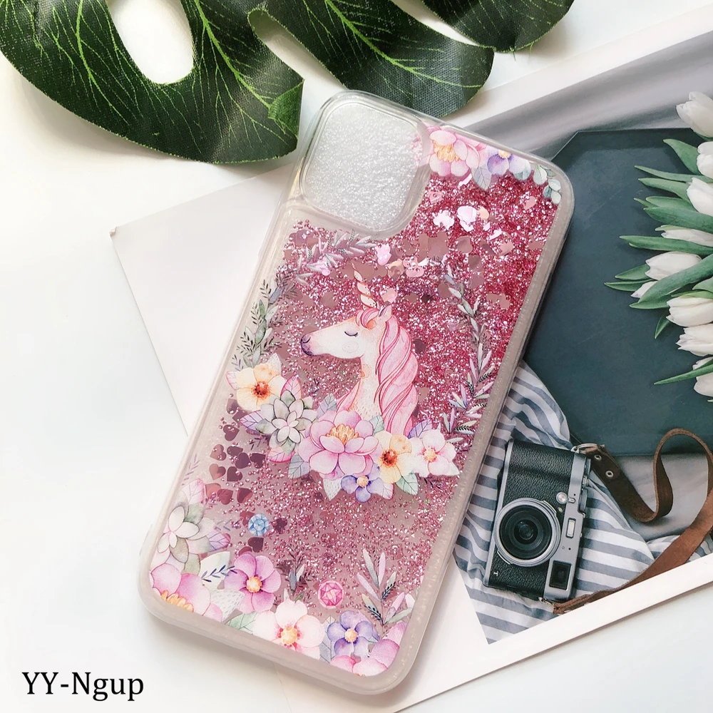 Для iPhone 11 Pro Max чехол с блестками Единорог кошка динамическая жидкость для iPhone 11 X XR XS etui iPhone 5 5S SE 6 6S 7 8 Plus чехол для женщин