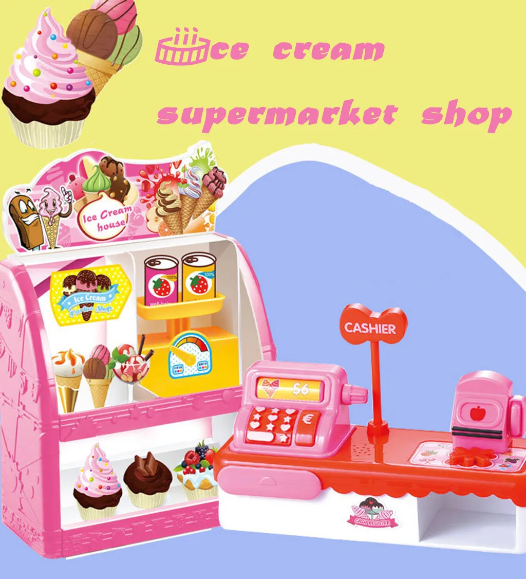 Кухонные игрушки, мини моделирование, мороженое, супермаркет, 3-7 лет, косплей, игрушки, детские подарки, cocina de juguete 1226 - Цвет: Pink