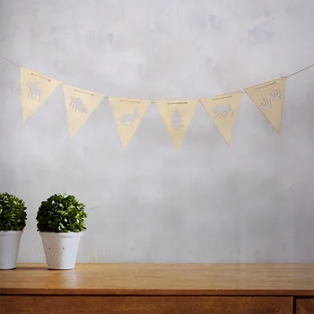 

1 Set Wooden Pennant Hollow Garland Hanging Ornaments Pull Flag Kids Bedroom Decor Family Gathering Decoration
