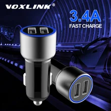 VOXLINK Dual USB Автомобильное зарядное устройство 5V3. 4A для iPhone iPad samsung Galaxy htc Xiaomi huawei быстрое зарядное устройство автомобильное зарядное устройство адаптер в машину