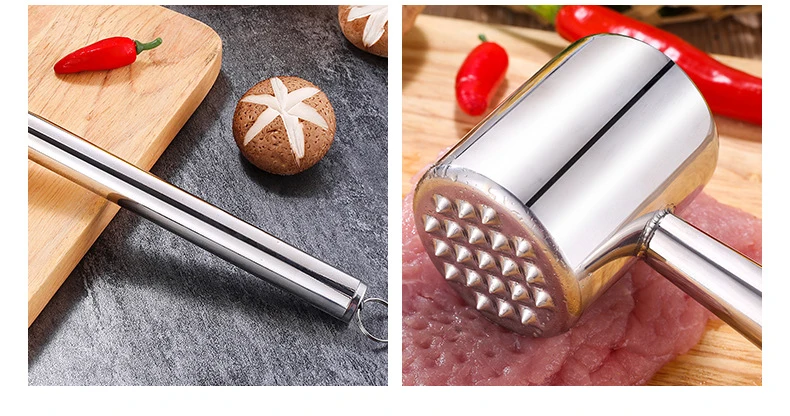 304 Stainless Steel Steak Loose Meat Hammer Meat Tenderizer Long Handle Beef Steak Kitchen Tools