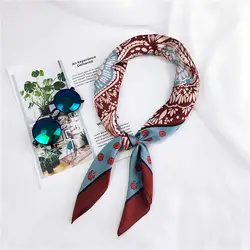 70 см женский шарф с квадратами с принтом Foulard Femme элегантный женский платок Шелковый Атласный аксессуары для бандан