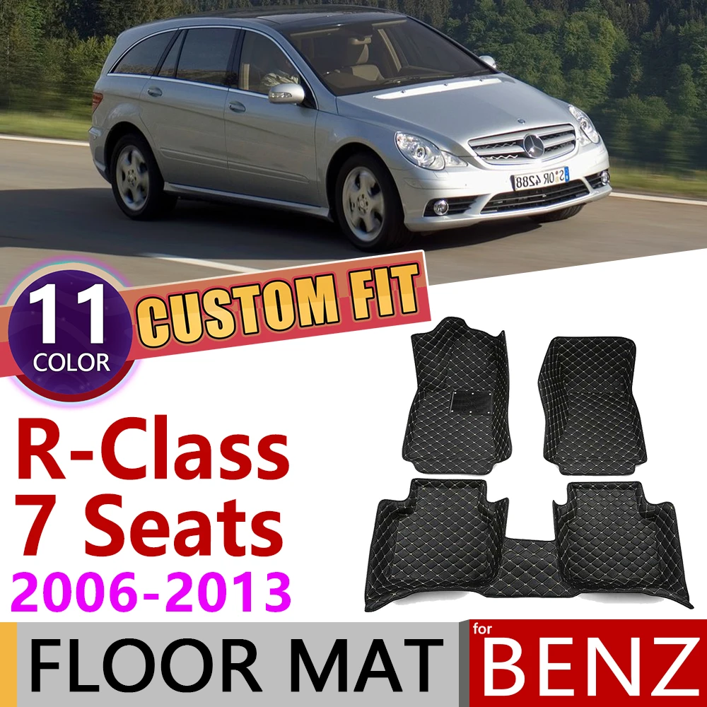Кожаные автомобильные коврики на заказ для Mercedes Benz R Class 2006~ 2013 7 мест, коврик для ног, аксессуары для ковров R300 320 350 400 500 2010