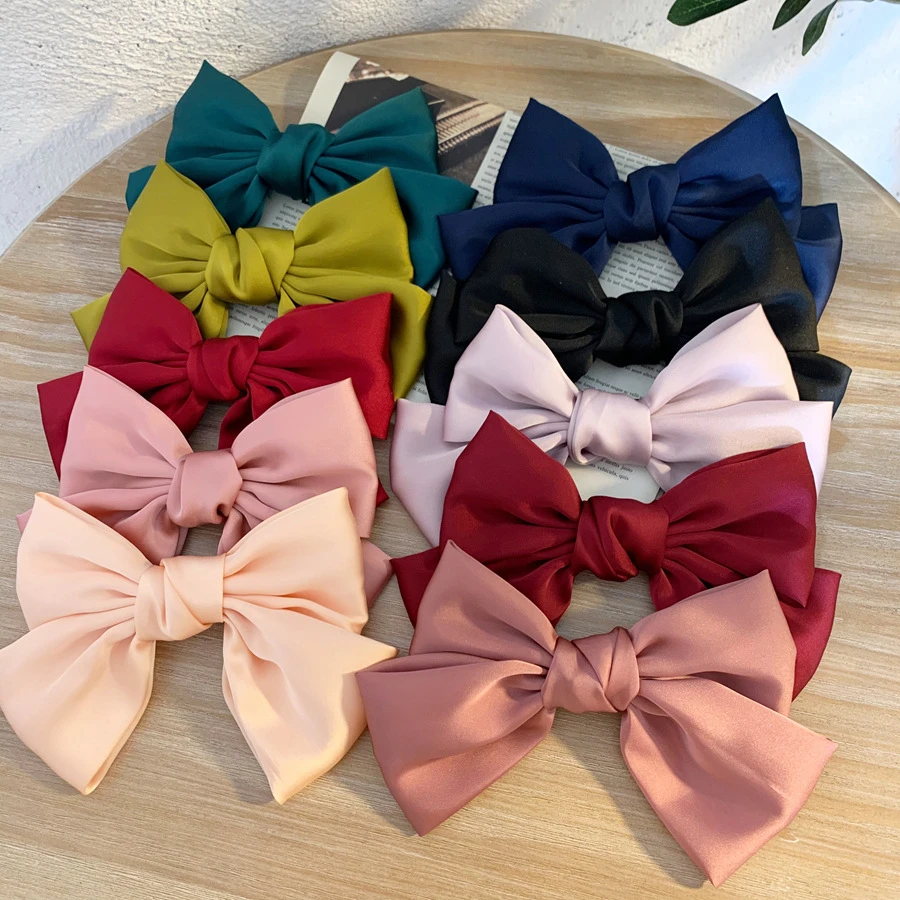 headbands for women New Fashion Girls Hair Clip Big Bows Hair Ribbon Trendy Ladies Satin Hair Clip Girl Ponytail Cute Barrette Hair Accessories banana hair clips