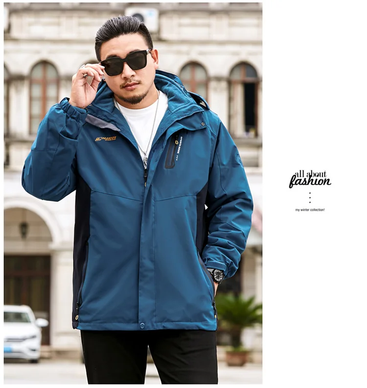 new plus size 8XL 7XL Men's Winter Fleece Jacket 2 Pieces Outdoor Sports Windbreaker Fishing Hiking Camping Ski Brand Coat
