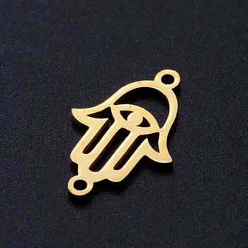 

5pcs/lot Hamsa Hand Stainless Steel Connector Charm for Women Bracelets Making Wholesale High Polished Never Tarnish