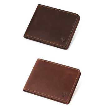 

Men RFID Blocking Wallet Vintage Leather Short Purse Bifold with Coin Pocket