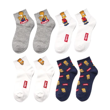 

2019 HOT spring and summer new combed cotton deodorant men's socks Simpson cartoon couple in Funny Happy Sock Slippers