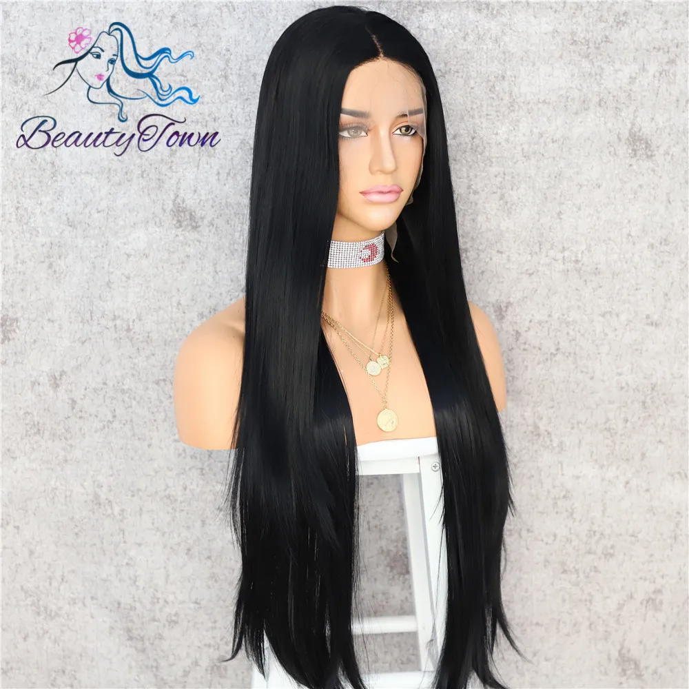 BeautyTown HandTied White Orange Red 1B Heat Resistant Straight Cosplay Celebrity Girl Wedding Party Synthetic Lace Front Wig