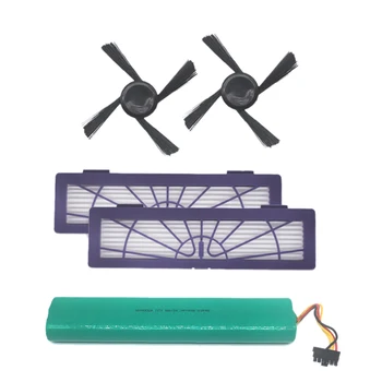 

Hot 5Pcs/Lot Hepa Filter+Side Brush+Battery 4500Mah 12V Ni-Mh Cleaner Battery for Neato Botvac D70E D75 D80 D85 Vacuum