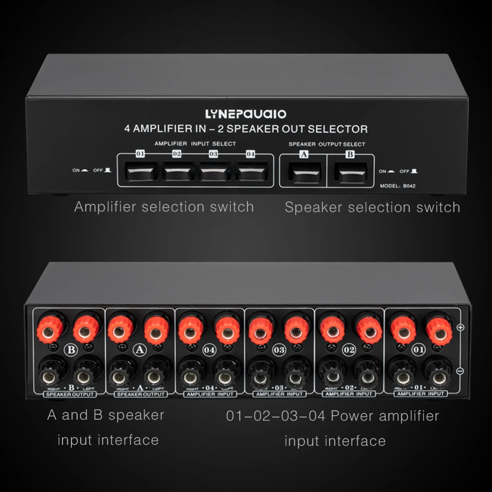 5 channel amplifier 4 in 2 out passive power amplifier speaker selection switcher speaker switch splitter comparator no loss of sound quality best integrated amplifier