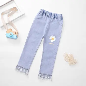 

2020 Spring Autumn Kids Girls Solid Jeans Fashion Children Girls Denim Pants Trousers Casual Elastic Waist Teens Clothes W365
