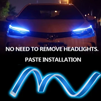 

2Pcs running lights flexible led drl daytime running light car led strip Turn signal Yellow Ultrafine Waterproof
