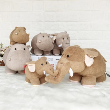

20cm Height Cute Big Plush Toy Length 15cm Cute Long Nose Elephant Figurine Hippo Plush Toy Birthday Christmas Gift