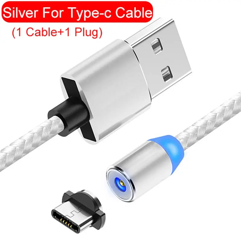 Suntaiho USB магнитная зарядка течёт светильник светодиодный Micro USB магнитный кабель Быстрая зарядка для iphone светильник ing USB Type C кабель Магнитный кабель для мобильного телефона - Цвет: For Type c white