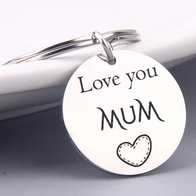 sliver Надпись Love You Mum брелок шикарный Выгравированный брелок подарки для мамы день матери Шарм Ювелирный ключ holer - Цвет: sliver