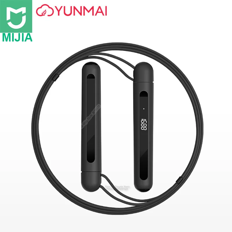 Xiaomi Yunmai скоростная скакалка, Регулируемая Веревка, пропускающая спортивные упражнения для снижения веса, оборудование для фитнеса Кроссфит, умное приложение - Цвет: Black