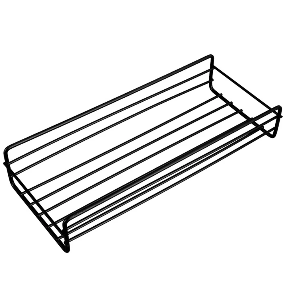 Черный Аксессуары для ванной комнаты настенная полка для душа для хранения утолщенная настольная офисная корзина Современная для кухни на присоске - Цвет: Черный
