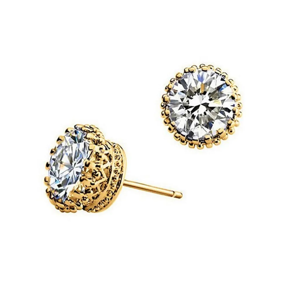Crown Stud Earrings Fashion white gold filled brincos jewelry for women vintage wedding earrings 2017 New Arrived