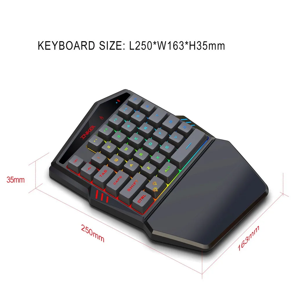 K99 эргономичная многоцветная подсветка с одной рукой игровая Blueteoth клавиатура+ Проводная мышь 2400 точек/дюйм для Windows Mac Os#20