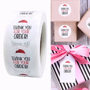 

1 roll Christmas Round Thank You For Your Order Labels Stickers Craft Handmade Sticker Circle Thank You Labels