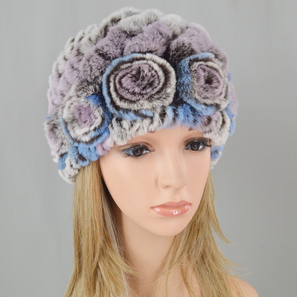Venta Caliente натуральный Rex Conejo Pelo Sombrero Mujer Hecho A Mano Kina Boinas Para Mujer Gorro Mujer