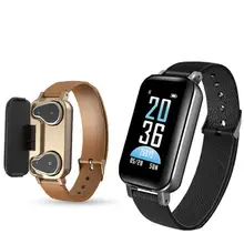 T96 TWS Smart Wristband Bluetooth Headphone Fitness Bracelet Heart Rate Monitor Smart Watch Sport Watch Men Women PK i30 tws