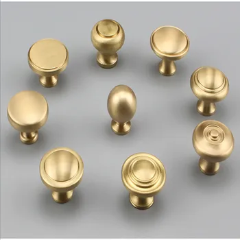 

Simple Chinese round single hole copper handle drawer cabinet door Nordic American gold pure copper small handle