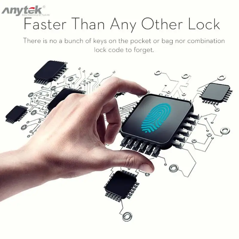 Anytek P22+ USB Bluetooth Смарт-замок без ключа с отпечатком пальца IP66 водонепроницаемый Противоугонный замок безопасности для Android Apple