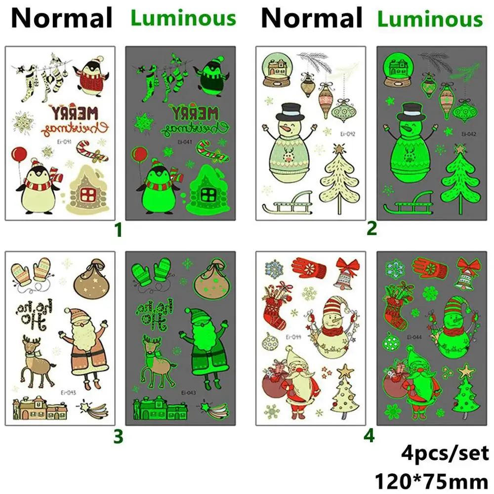 Xmas Stickers 5 Taoup 4 шт светящиеся рождественские наклейки бумажные украшения Рождественские стикеры рождественские украшения для дома Noel Новогодний подарок - Цвет: Xmas Stickers 5