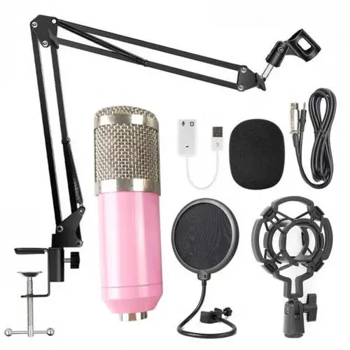 Bm 800 профессиональные регулируемые конденсаторные комплекты микрофона караоке микрофон комплект микрофон для компьютера студийной записи - Цвет: Pink