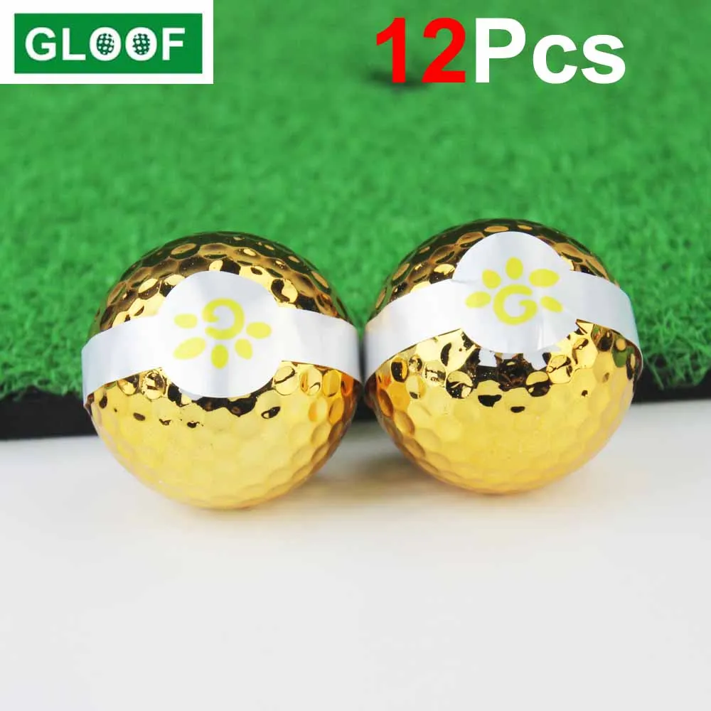 

12Pcs/Lot Golf Ribbon Ball Special for Opening Ceremony Gift Gold Plated Ball Gold Course Kickoff