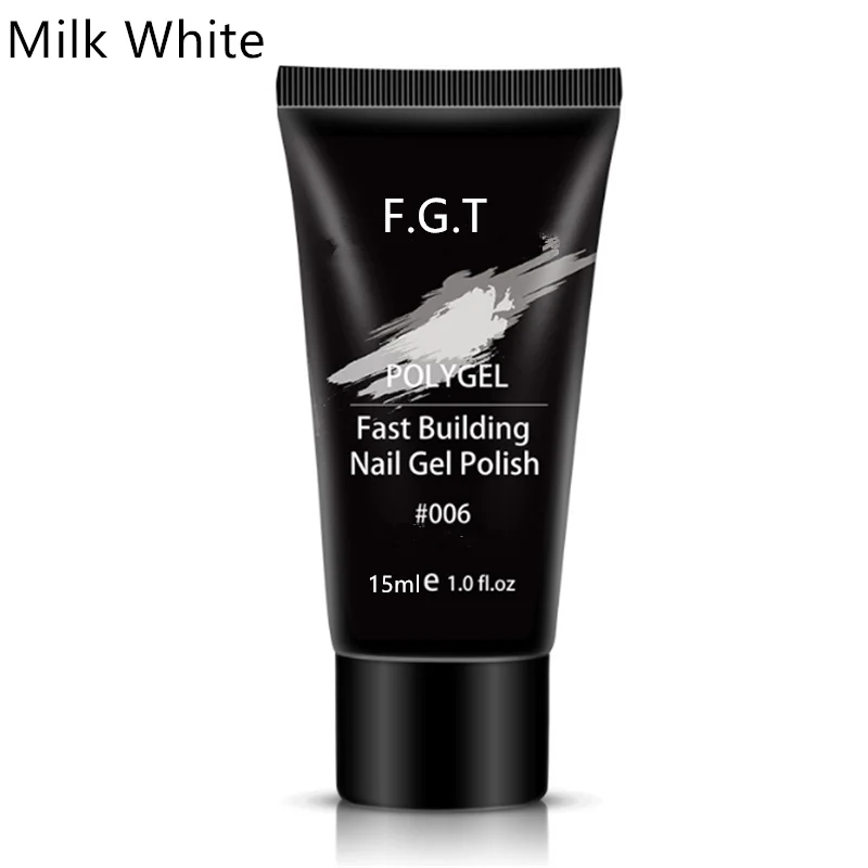 15ml milk white 15 мл полигель для ногтей, акриловый полигель, розовый, белый, прозрачный УФ светодиодный гель для наращивания ногтей - Цвет: 15ml milk white