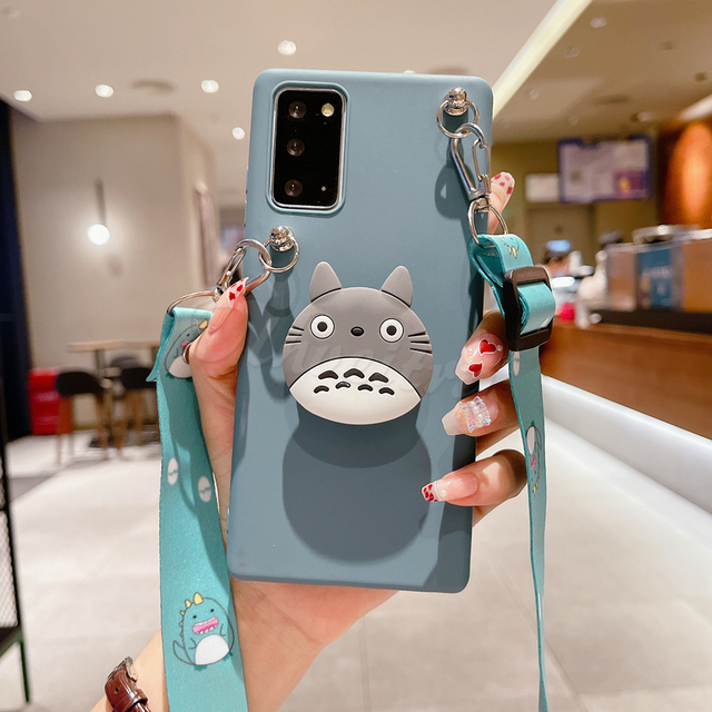 Holder Cover For Samsung Galaxy Note 20 Ultra 10 Plus Lite 9 8 5 A81 M02 M62 M01 M51 M31 Case Cartoon Necklace Strap Funda