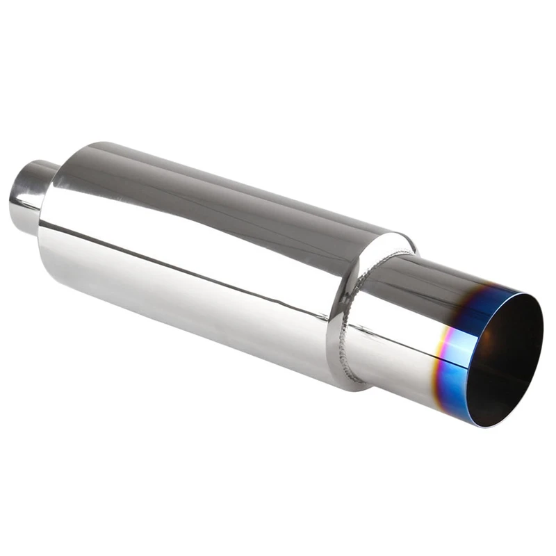 

NEW-New Car Styling 4 inch Stainless Steel Universal Burnt Tip Muffler Exhaust+Silencer