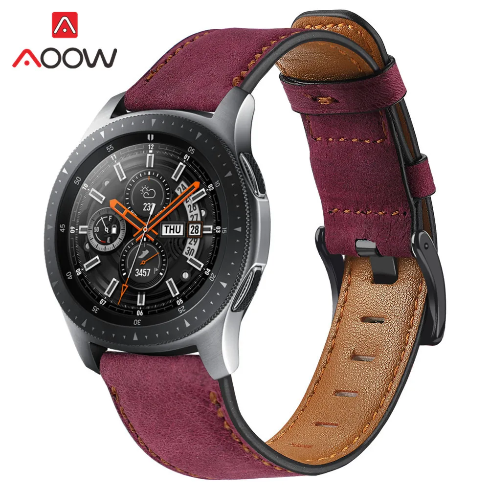 22 мм ремешок для часов из натуральной кожи для samsung Galaxy Watch 46 мм gear S3 huawei GT 2 Amazfit GTR 47 мм Ретро темно-коричневый ремешок