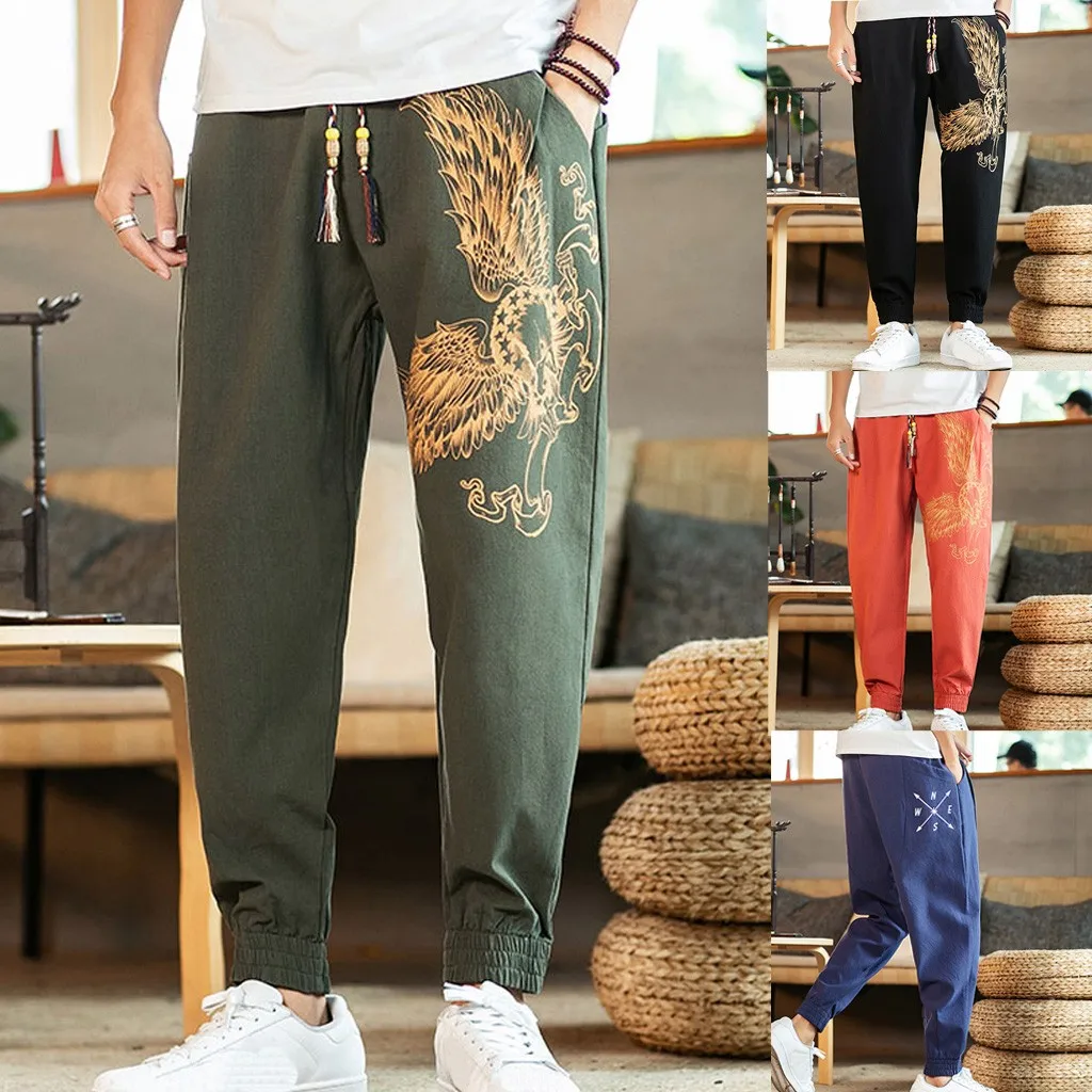 Pantalones hombre, Мужские штаны, повседневные, размера плюс, свободные, с принтом, для улицы, спортивные, шаровары, длинные штаны, ropa hombre roupas