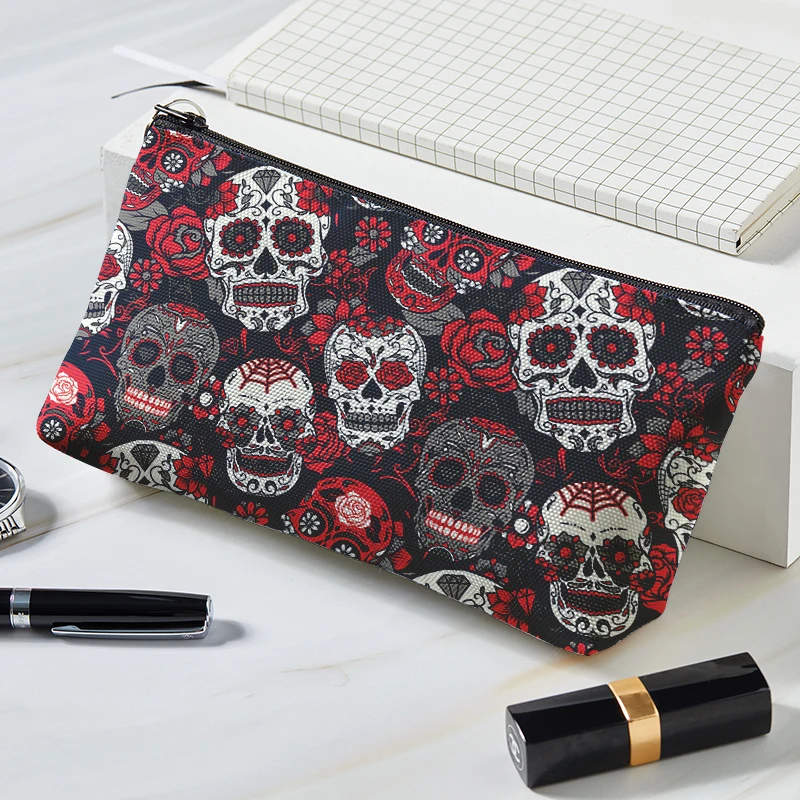 

Women's Makeup Bag Personalized Skull Pattern Cosmetic Bag Ladies Portable Travel Cosmetic Organizer Bags With Zipper