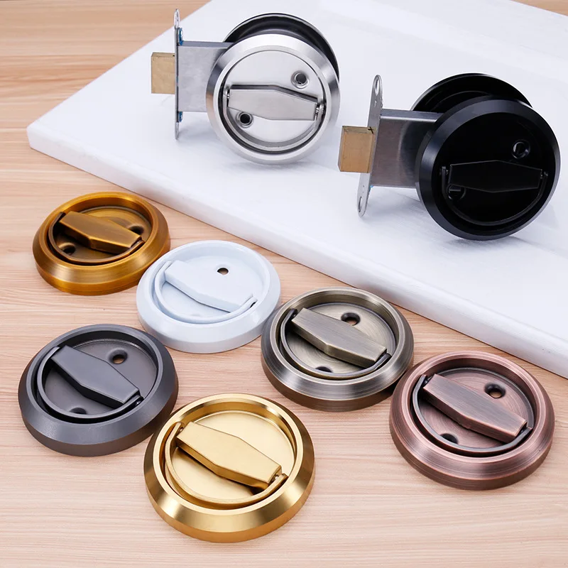KK&FING Invisible Door Pull Ring Locks Hidden Door Lock Sliding Lock Wooden Handles Surface Mounted Handle Door Lock