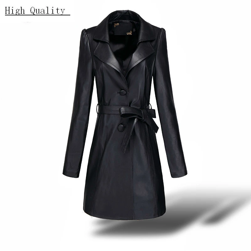 

Genuine Leather Jacket Women Plus Size Montone Jacket Real Sheepskin Coats Female Long Trench Coat Spring Outwear LWL1473