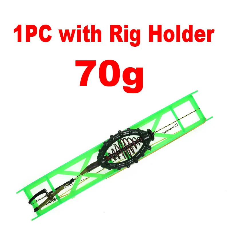 Wifreo 1pc Carp Fishing Hair Rig Inline Method Feeder Rig 40g 50g 60g 70g Carp Coarse Fishing Hair Rig 2 Hooks Set Kits - Цвет: 70g with rig holder