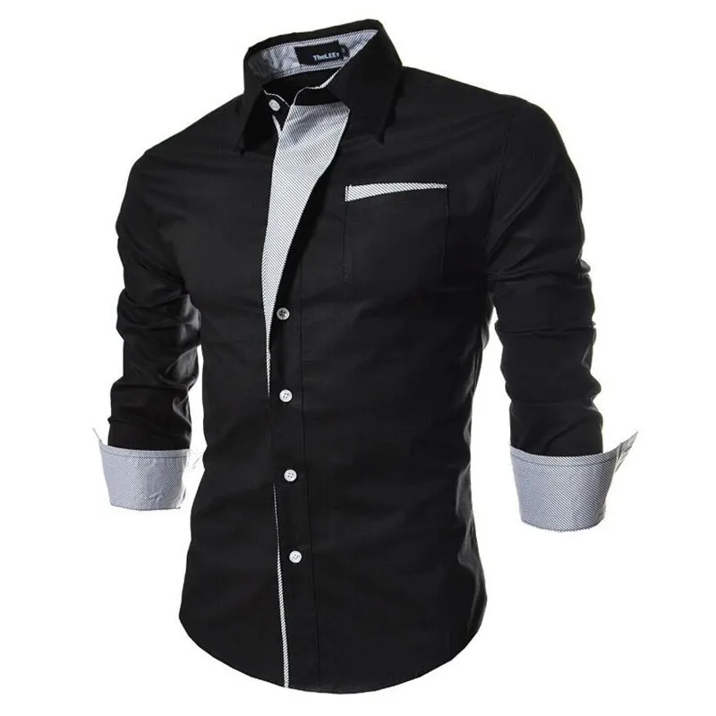 2017 new brand long sleeve shirts social male 5 colors slim fit striped shirts plus size 5