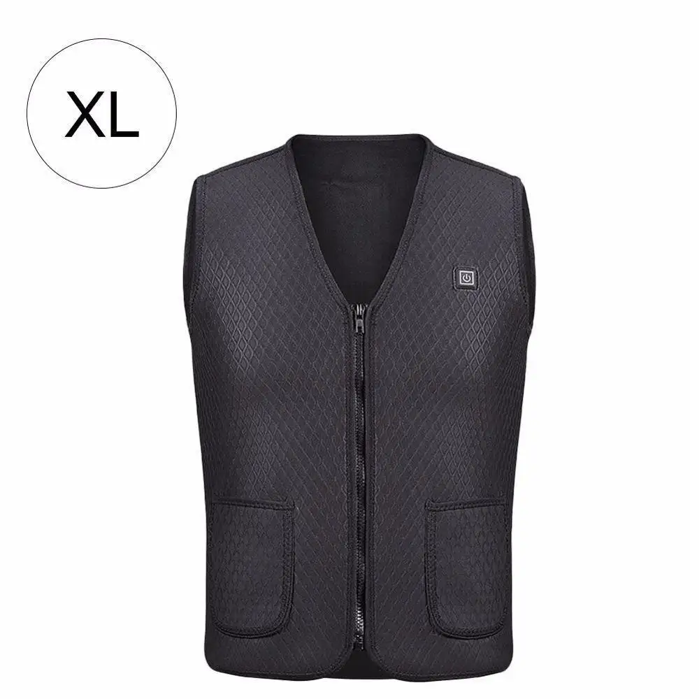 Теплый жилет, теплый жилет, куртка для мужчин и женщин, для улицы, USB, инфракрасный, зимний, гибкий, электрический, тепловая одежда, жилет, Прямая поставка - Цвет: Vest XL black