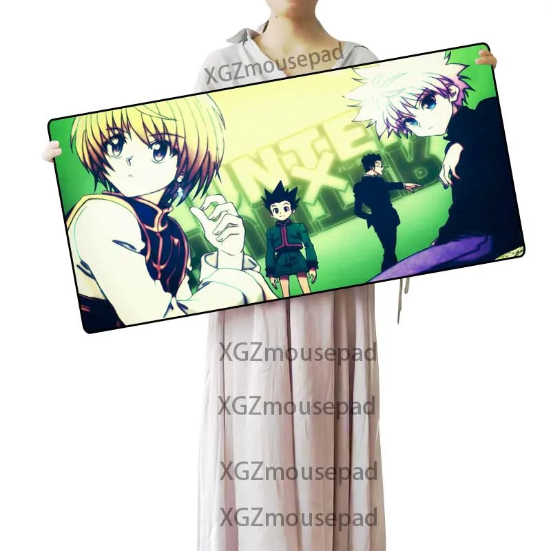  XGZ Custom Large Anime Computer Desk Mat Black Lock Edge Comic Hunter Kurapika Mouse Pad Rubber Non