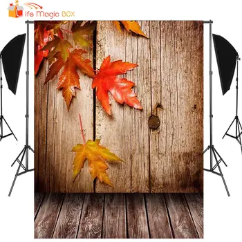 

LIFE MAGIC BOX Photo Session Backdrops Red Maple Leaf Wood Photographic Film Backgrounds